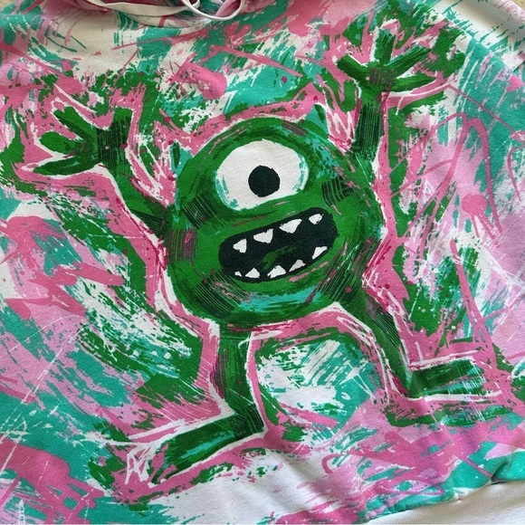 Disney Hoodie Monsters Inc Mike Wazowski Graffiti Long Sleeve Pullover Hooded XL - Picture 7 of 12